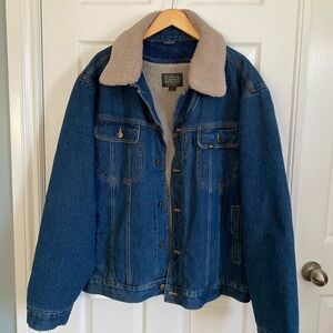 Lee Denim Jean Zip in Sherpa Lined Men’s Work Chore Western Barn Jacket Coat 2XL